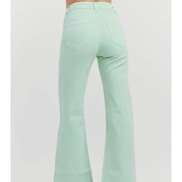 Stoned Immaculate Absinthe Mint Charlotte High Rise Flare Jeans Green , 26 - Picture 3 of 8